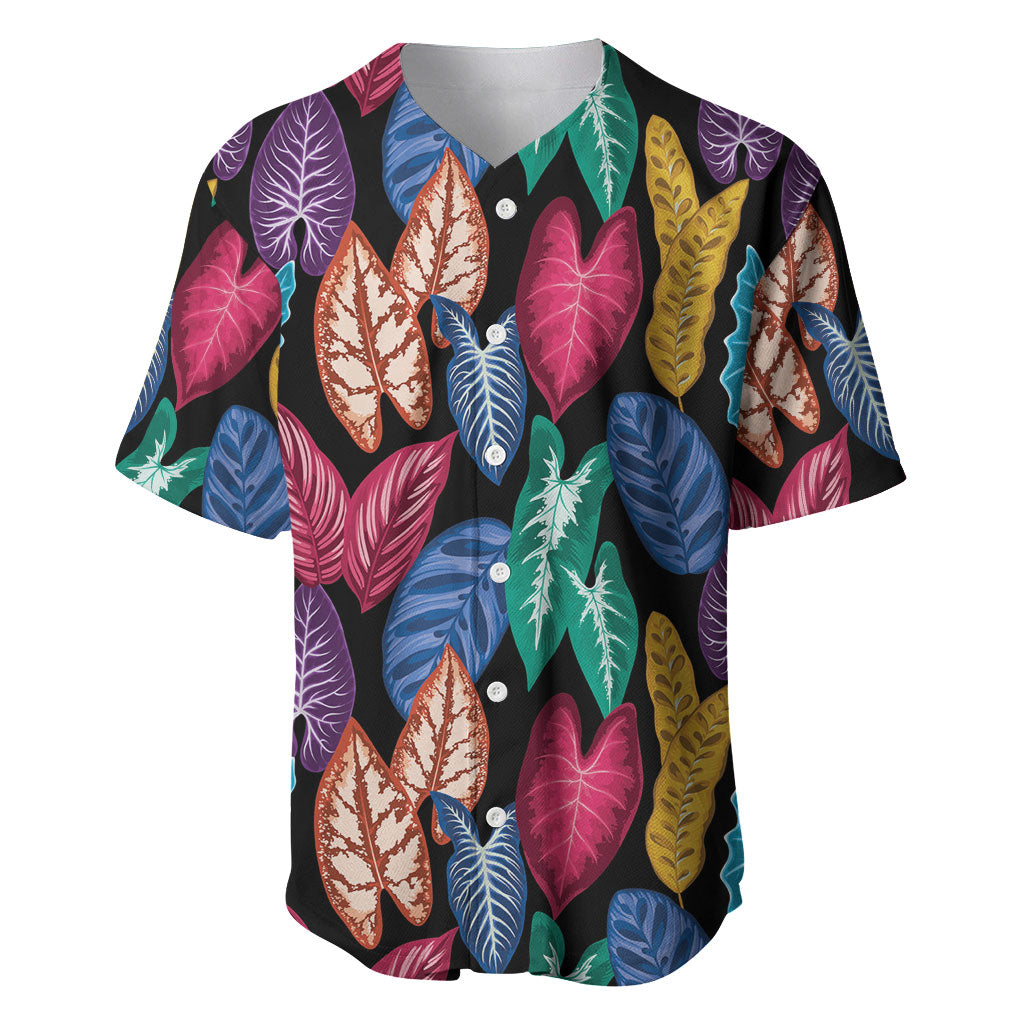 Hawaii Colorful Tropical Leaves Baseball Jersey LT01 Black - Polynesian Pride