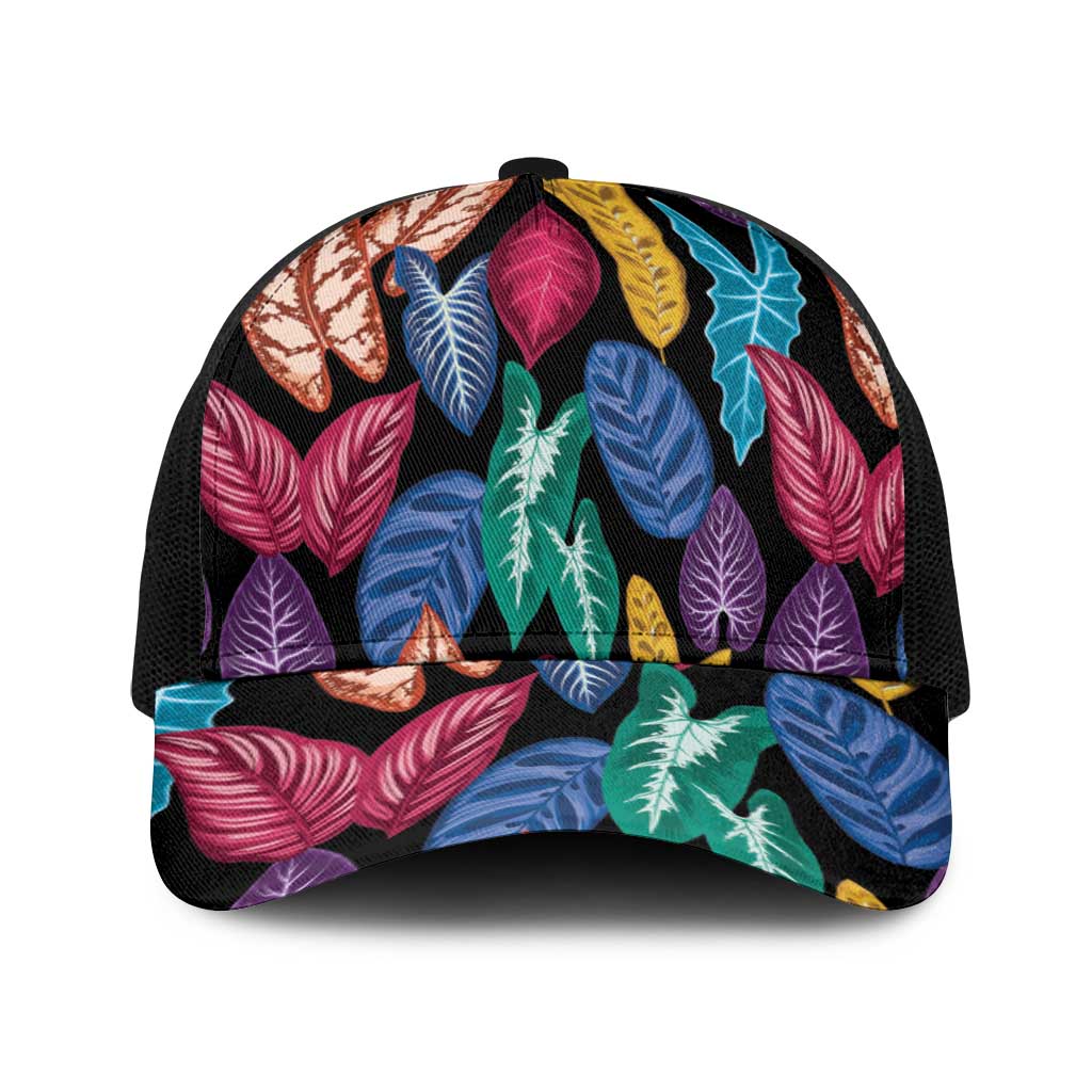 Hawaii Colorful Tropical Leaves Baseball Net Cap LT01 One Size Black Black - Polynesian Pride