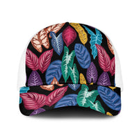 Hawaii Colorful Tropical Leaves Baseball Net Cap LT01 One Size White Black - Polynesian Pride