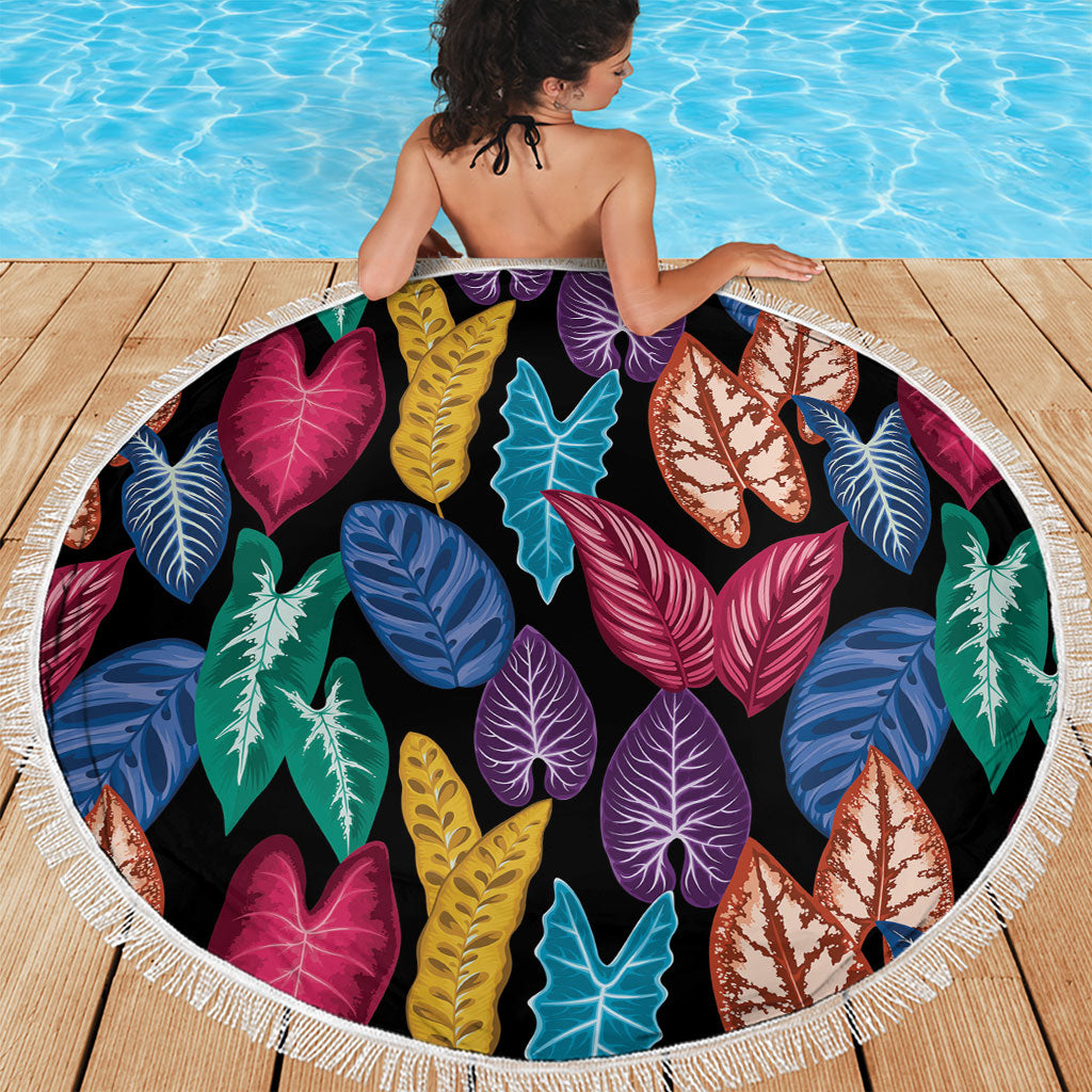 Hawaii Colorful Tropical Leaves Beach Blanket LT01 - Polynesian Pride