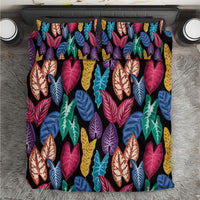 Hawaii Colorful Tropical Leaves Bedding Set LT01 Black - Polynesian Pride
