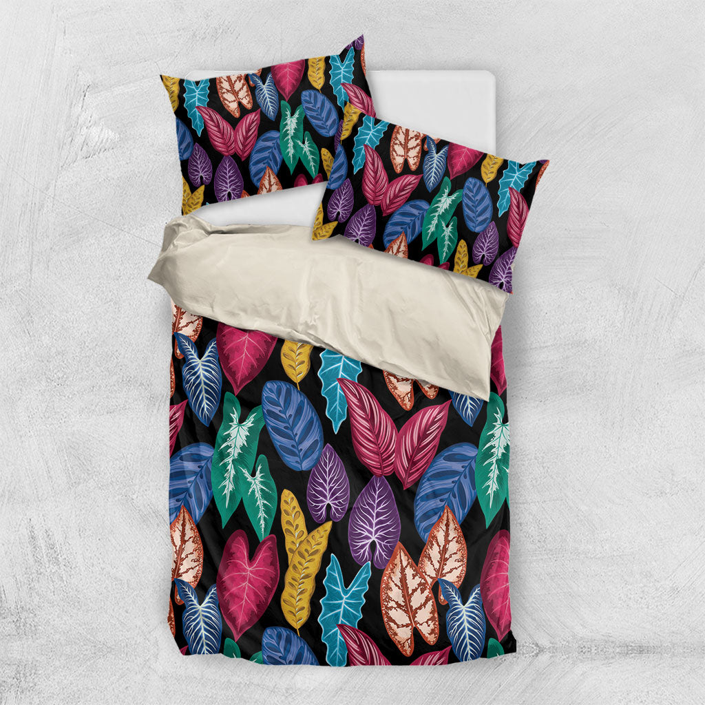 Hawaii Colorful Tropical Leaves Bedding Set LT01 US Twin 172cm x 218cm Black - Polynesian Pride