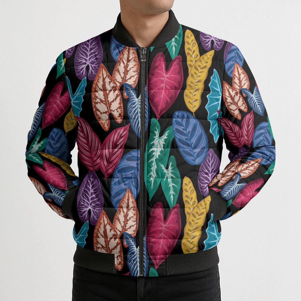 Hawaii Colorful Tropical Leaves Bomber Puffer Jacket LT01 - Polynesian Pride