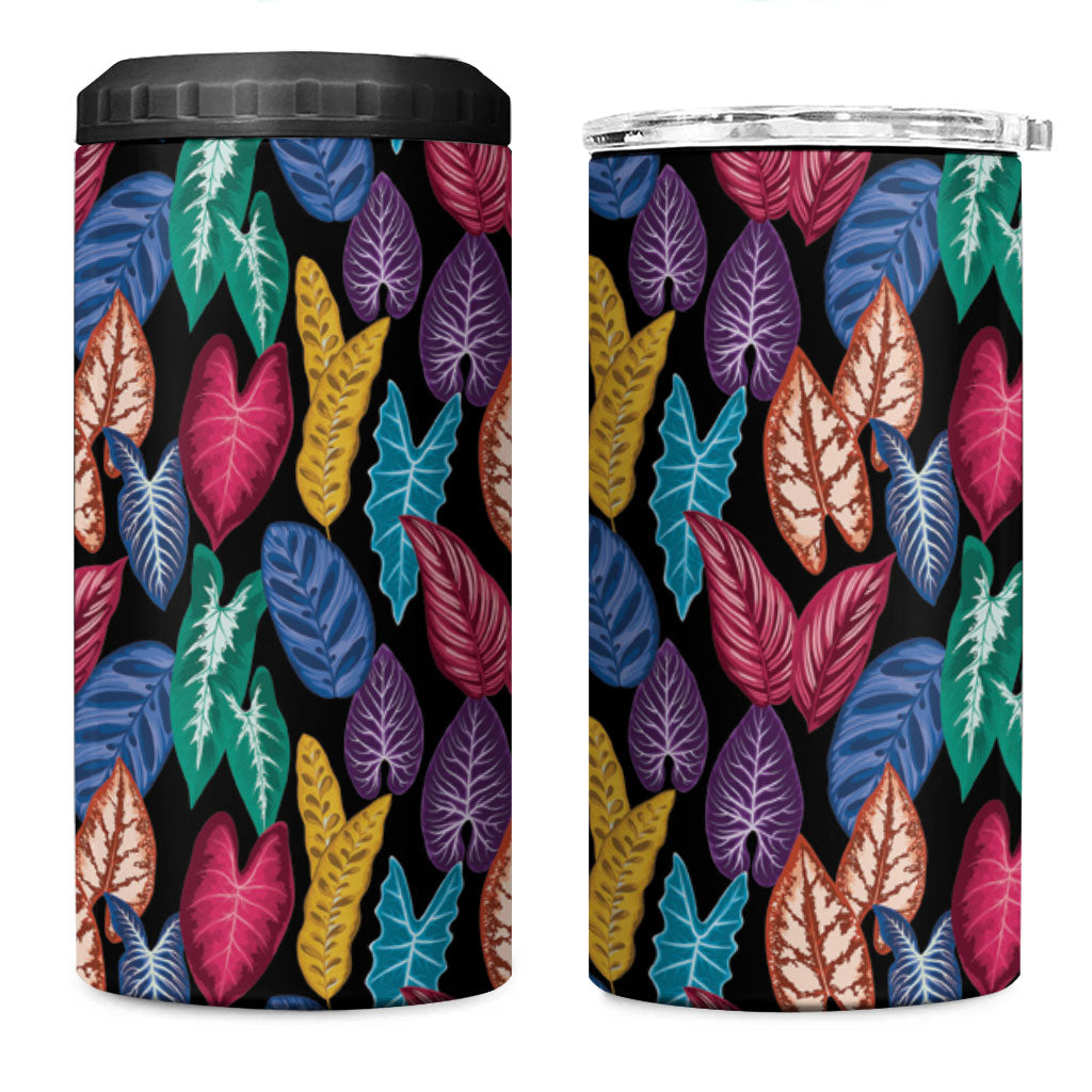 Hawaii Colorful Tropical Leaves 4 in 1 Can Cooler Tumbler LT01 One Size: 16 oz Black - Polynesian Pride