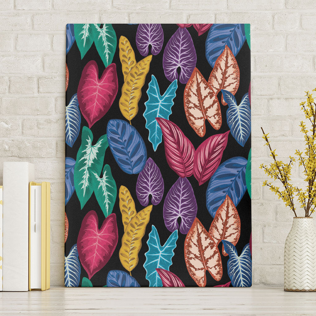 Hawaii Colorful Tropical Leaves Canvas Wall Art LT01 Without Frame Black - Polynesian Pride