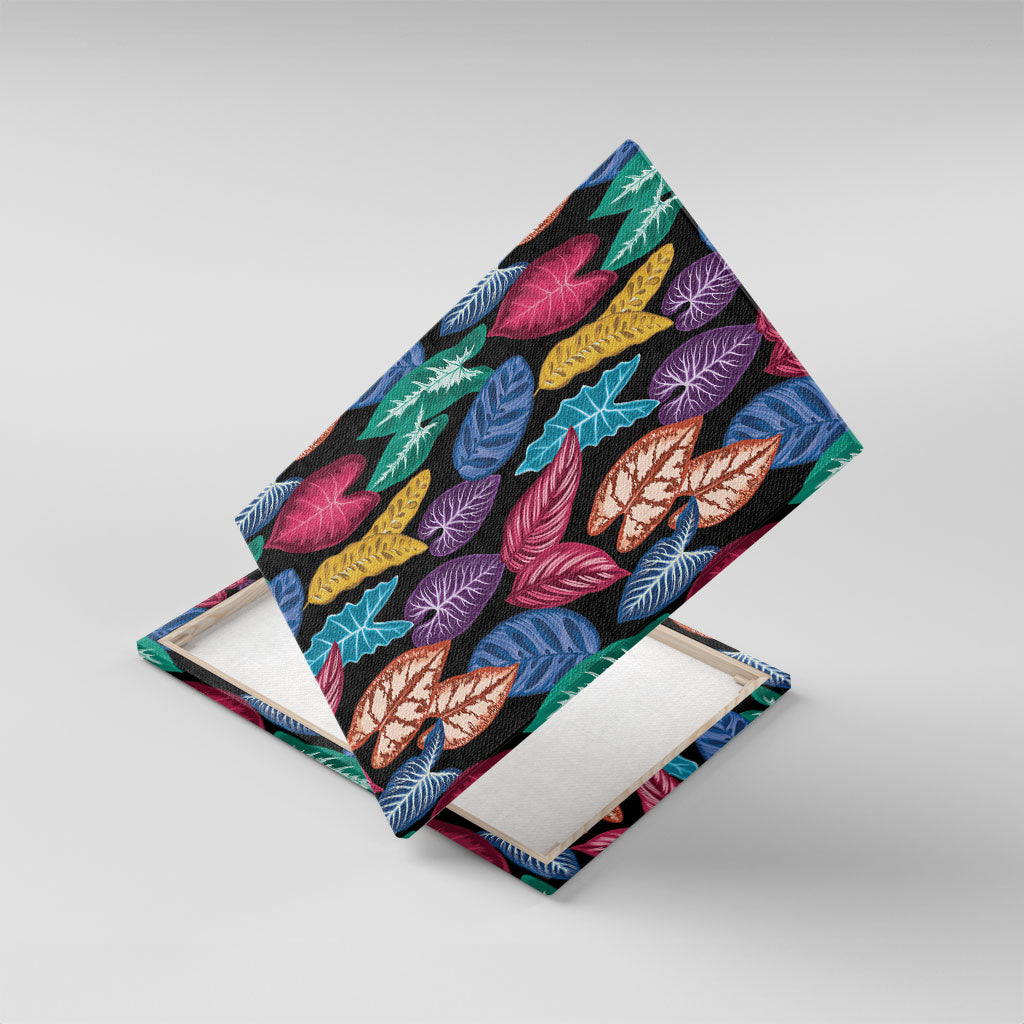 Hawaii Colorful Tropical Leaves Canvas Wall Art LT01 With Frame Black - Polynesian Pride