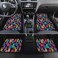 Hawaii Colorful Tropical Leaves Car Mats LT01 Set 4pcs Black - Polynesian Pride