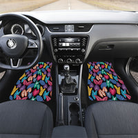 Hawaii Colorful Tropical Leaves Car Mats LT01 Set 2pcs - Front Black - Polynesian Pride