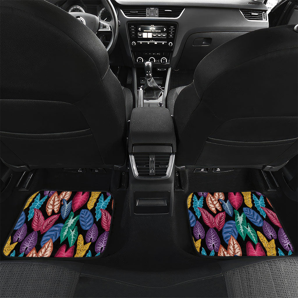 Hawaii Colorful Tropical Leaves Car Mats LT01 Set 2pcs - Back Black - Polynesian Pride