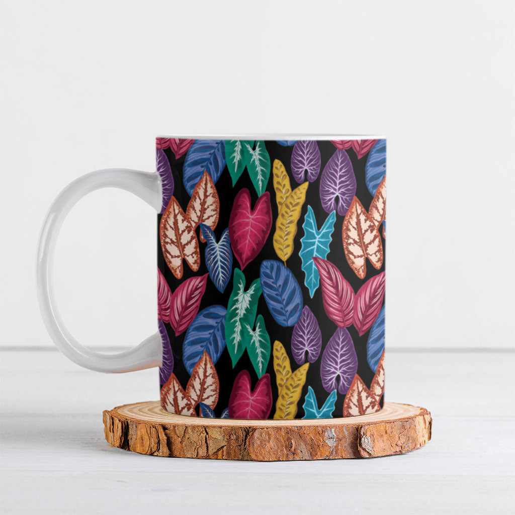 Hawaii Colorful Tropical Leaves Ceramic Mug LT01 Black - Polynesian Pride