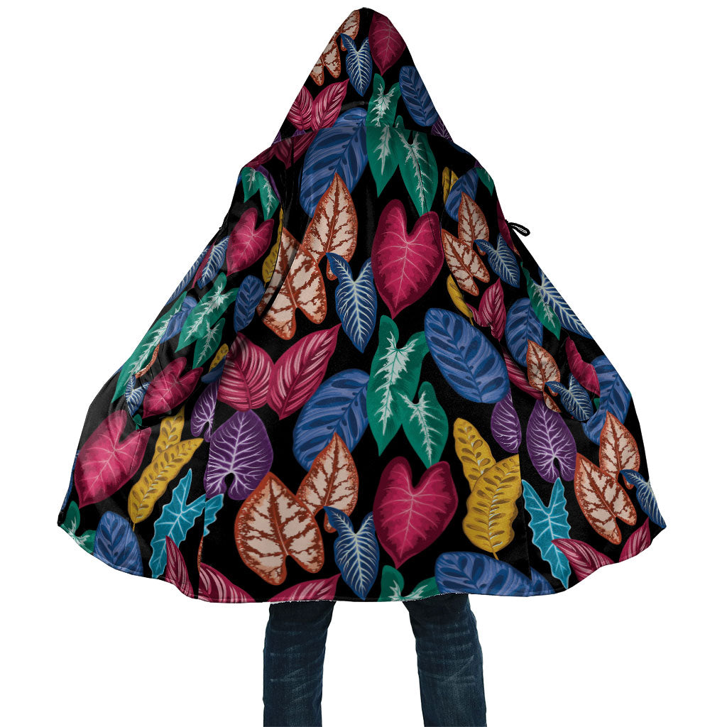 Hawaii Colorful Tropical Leaves Cloak LT01 Unisex Black - Polynesian Pride