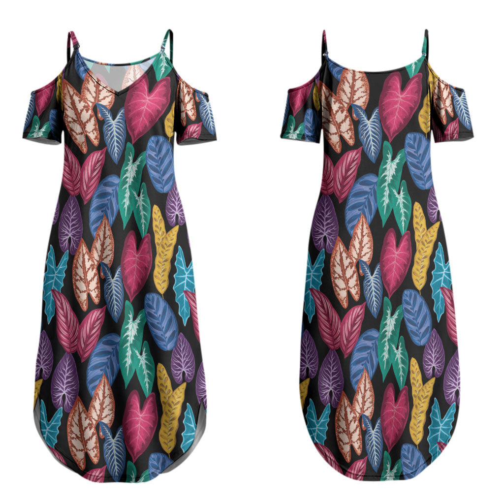 Hawaii Colorful Tropical Leaves Couples Matching Summer Maxi Dress and Long Sleeve Button Shirt LT01 - Polynesian Pride