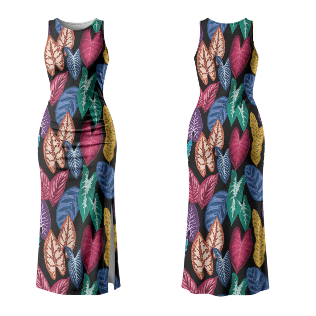 Hawaii Colorful Tropical Leaves Couples Matching Tank Maxi Dress and Hawaiian Shirt LT01 - Polynesian Pride