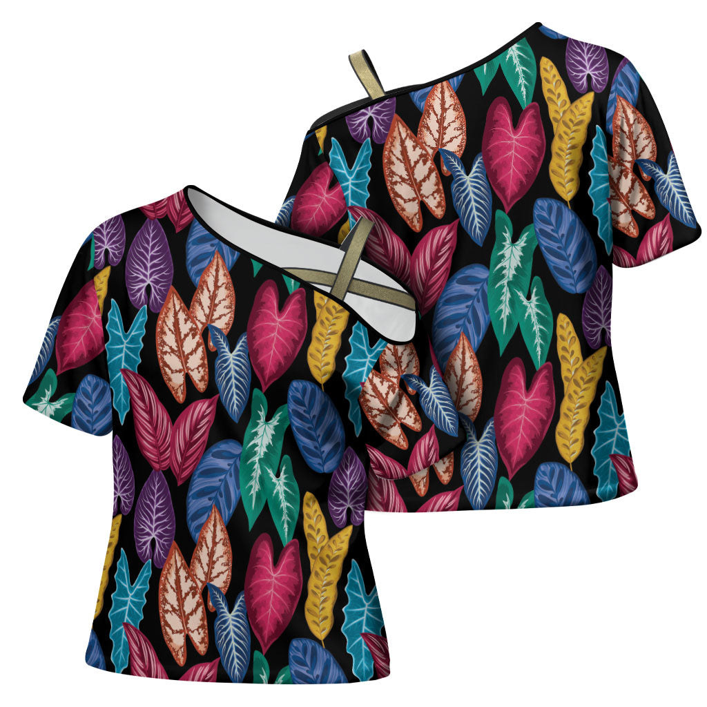 Hawaii Colorful Tropical Leaves Cross Shoulder Shirt LT01 - Polynesian Pride