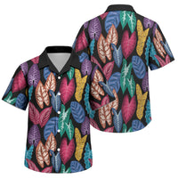 Hawaii Colorful Tropical Leaves Family Matching Off The Shoulder Long Sleeve Dress and Hawaiian Shirt LT01 Son's Shirt Black - Polynesian Pride