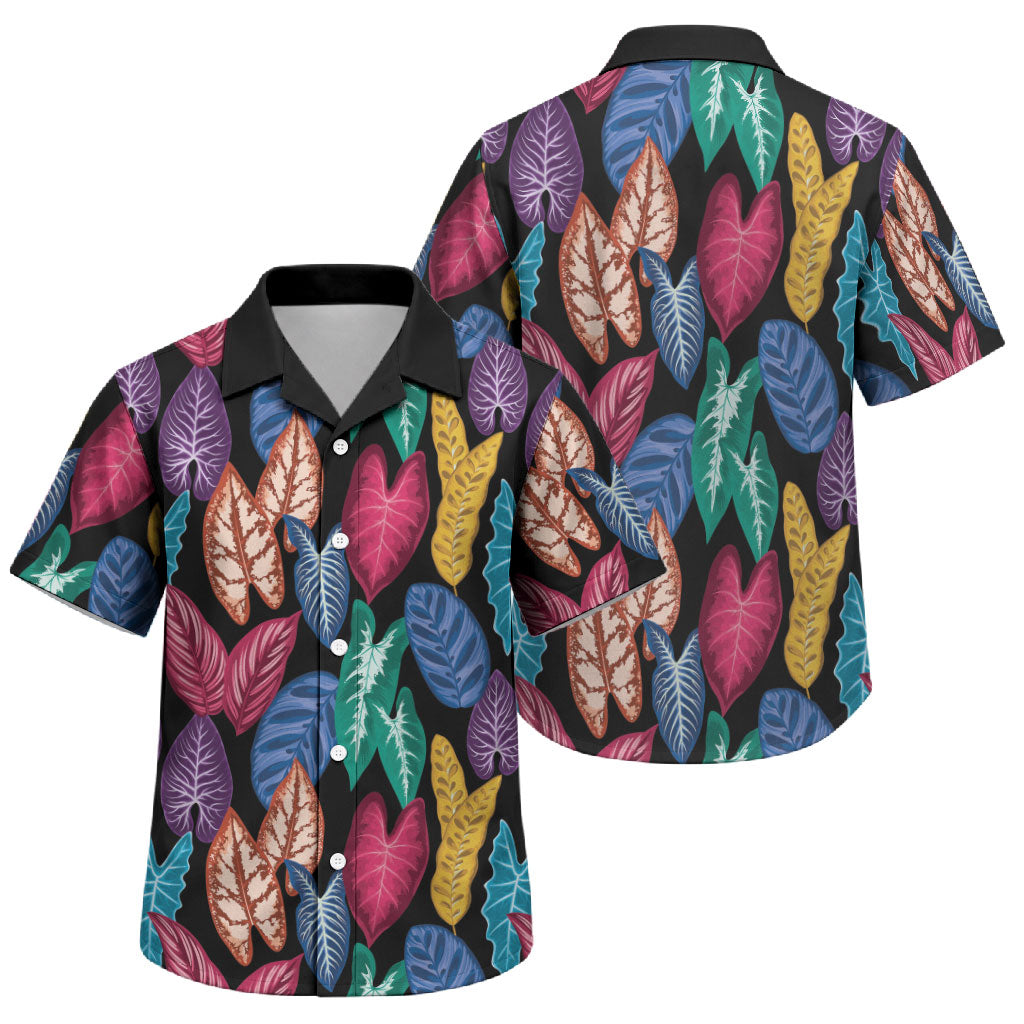 Hawaii Colorful Tropical Leaves Family Matching Off Shoulder Short Dress and Hawaiian Shirt LT01 Son's Shirt Black - Polynesian Pride