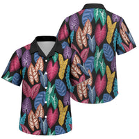 Hawaii Colorful Tropical Leaves Family Matching Off Shoulder Short Dress and Hawaiian Shirt LT01 Son's Shirt Black - Polynesian Pride