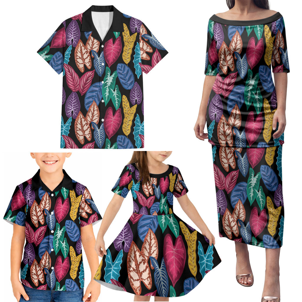 Hawaii Colorful Tropical Leaves Family Matching Puletasi and Hawaiian Shirt LT01 - Polynesian Pride