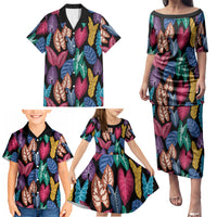 Hawaii Colorful Tropical Leaves Family Matching Puletasi and Hawaiian Shirt LT01 - Polynesian Pride