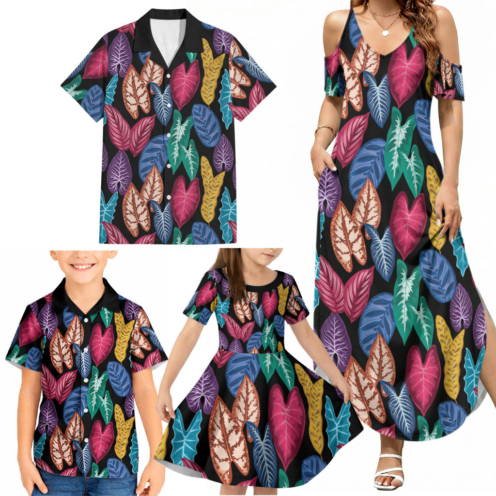 Hawaii Colorful Tropical Leaves Family Matching Summer Maxi Dress and Hawaiian Shirt LT01 - Polynesian Pride