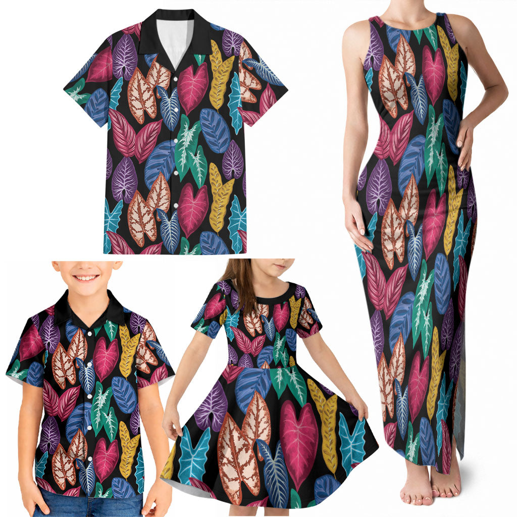 Hawaii Colorful Tropical Leaves Family Matching Tank Maxi Dress and Hawaiian Shirt LT01 - Polynesian Pride
