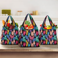 Hawaii Colorful Tropical Leaves Grocery Bag LT01 3-pack One Size Black - Polynesian Pride