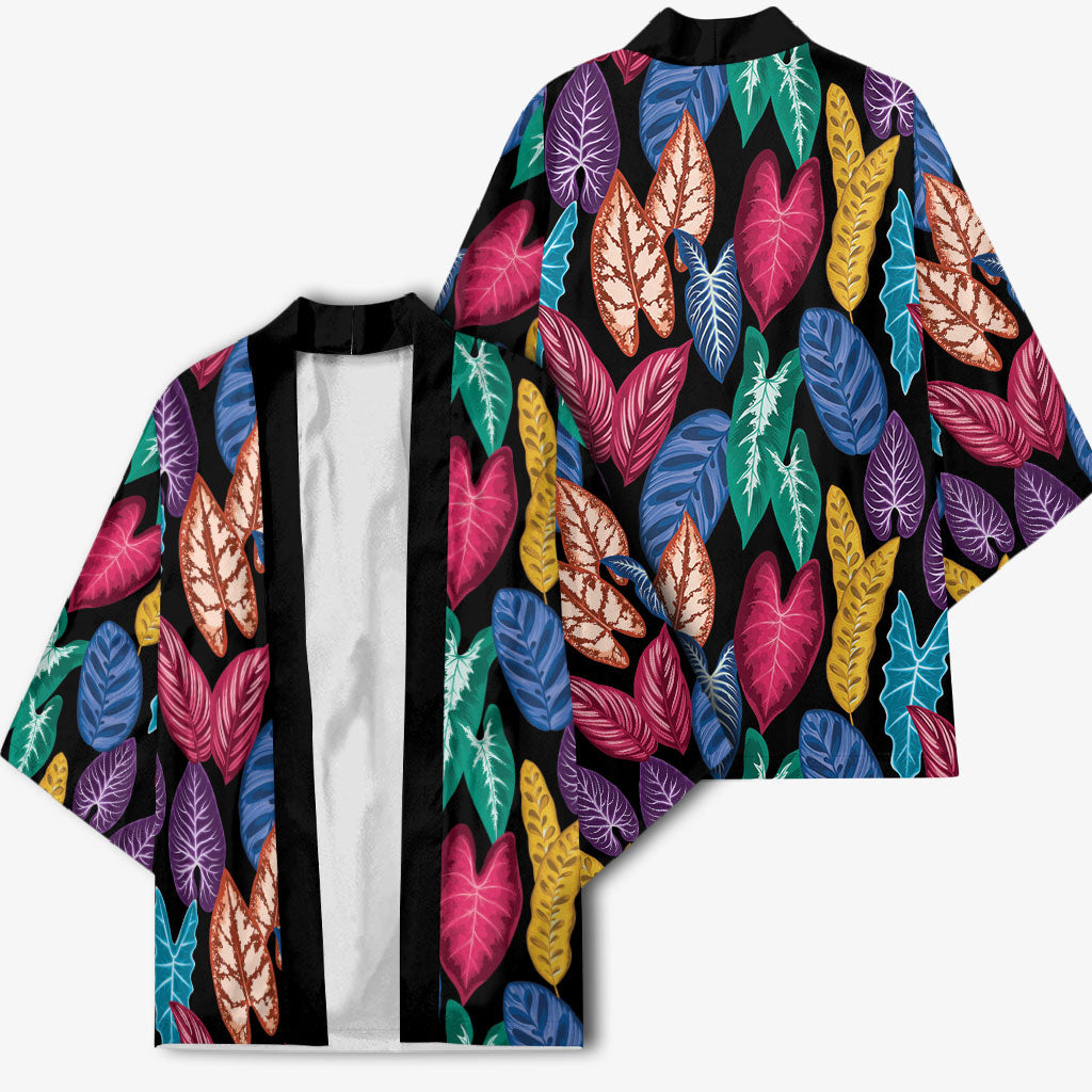 Hawaii Colorful Tropical Leaves Kimono LT01 - Polynesian Pride