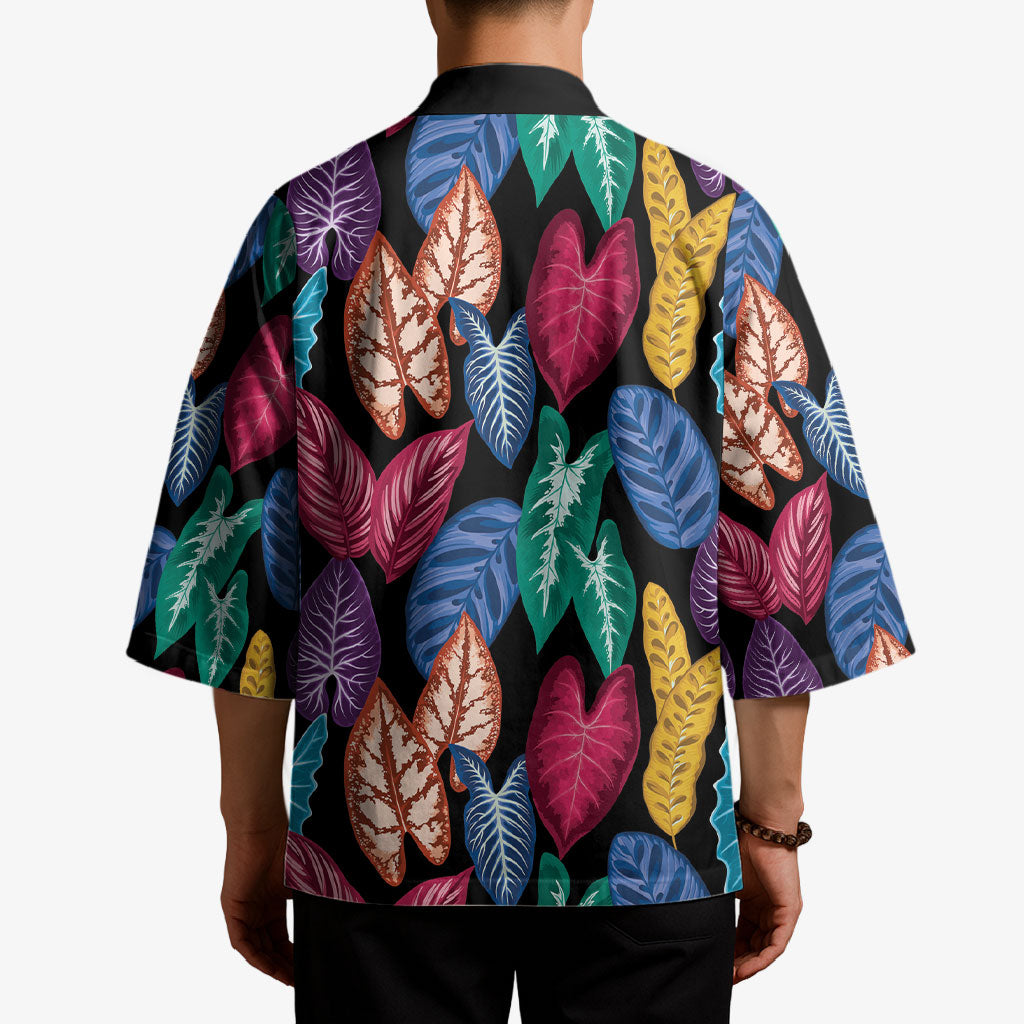 Hawaii Colorful Tropical Leaves Kimono LT01 - Polynesian Pride