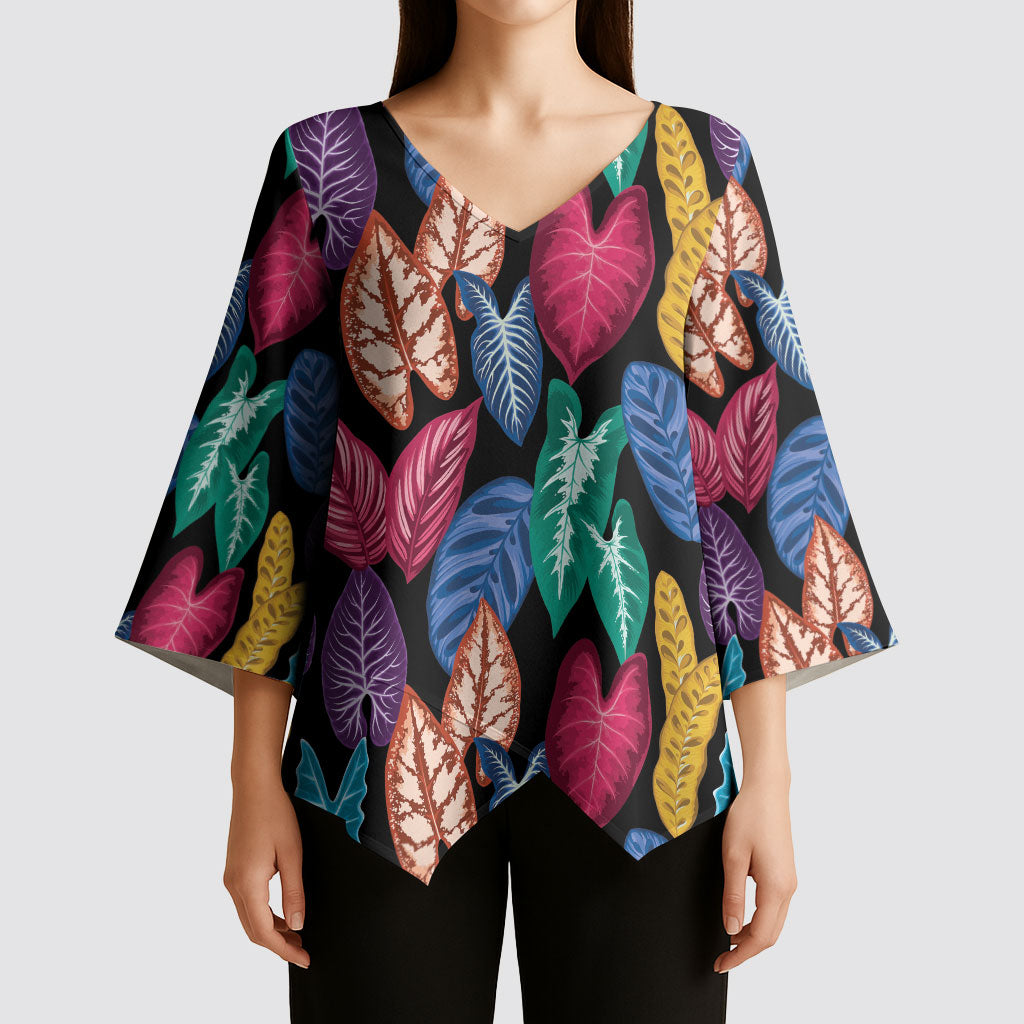 Hawaii Colorful Tropical Leaves Kimono Sleeve Blouse LT01 - Polynesian Pride