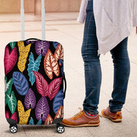 Hawaii Colorful Tropical Leaves Luggage Cover LT01 Black - Polynesian Pride