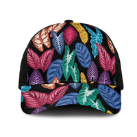 Hawaii Colorful Tropical Leaves Mesh Trucker Cap LT01 One Size Black Black - Polynesian Pride