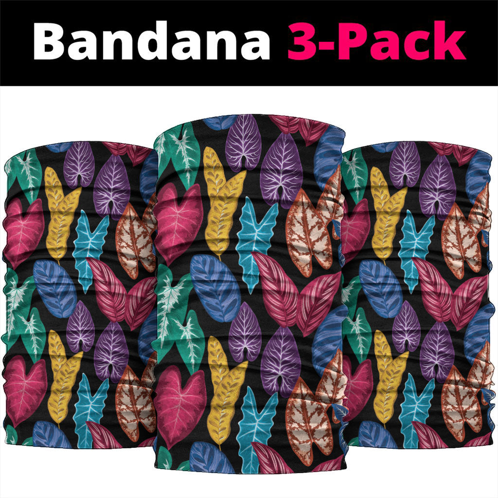 Hawaii Colorful Tropical Leaves Neck Gaiter LT01 package One Size: 25*50cm Black - Polynesian Pride