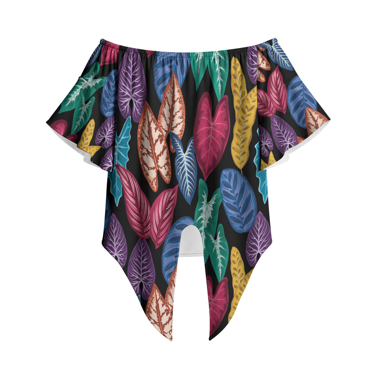 Hawaii Colorful Tropical Leaves Off Shoulder Wrap Waist Top LT01 - Polynesian Pride