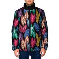Hawaii Colorful Tropical Leaves Padded Jacket LT01 Men Black - Polynesian Pride
