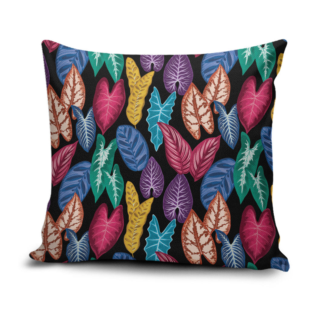Hawaii Colorful Tropical Leaves Pillow Cover LT01 Black - Polynesian Pride