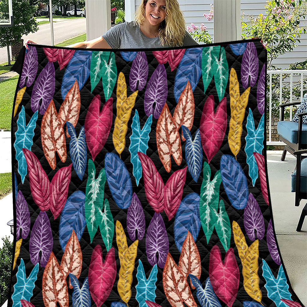 Hawaii Colorful Tropical Leaves Quilt LT01 Black - Polynesian Pride