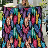 Hawaii Colorful Tropical Leaves Quilt LT01 Black - Polynesian Pride