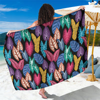 Hawaii Colorful Tropical Leaves Sarong LT01 One Size 44 x 66 inches Black - Polynesian Pride