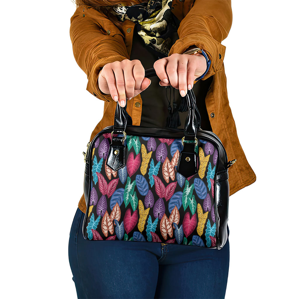 Hawaii Colorful Tropical Leaves Shoulder Handbag LT01 One Size Black - Polynesian Pride