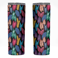 Hawaii Colorful Tropical Leaves Skinny Tumbler LT01 Black - Polynesian Pride
