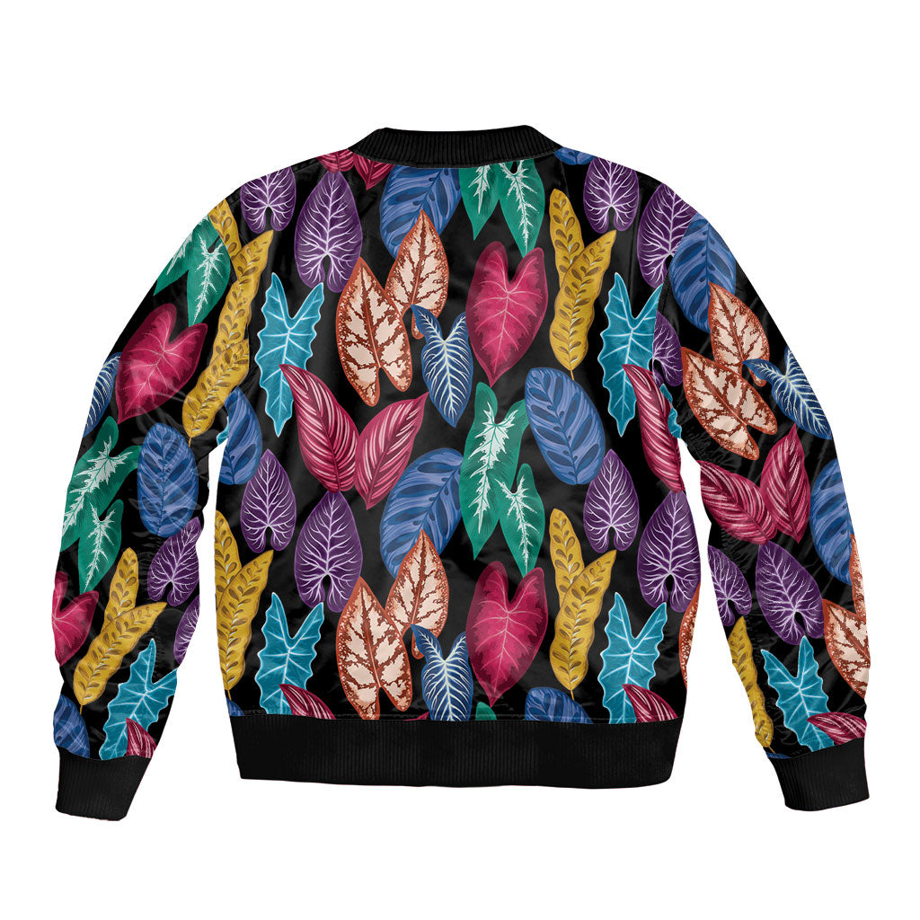 Hawaii Colorful Tropical Leaves Sleeve Zip Bomber Jacket LT01 - Polynesian Pride