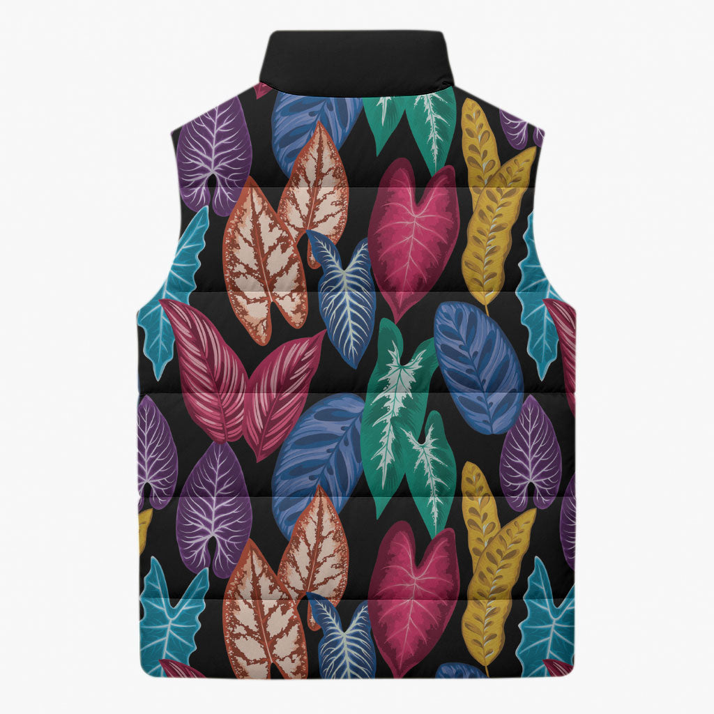 Hawaii Colorful Tropical Leaves Sleeveless Puffer Jacket LT01 - Polynesian Pride