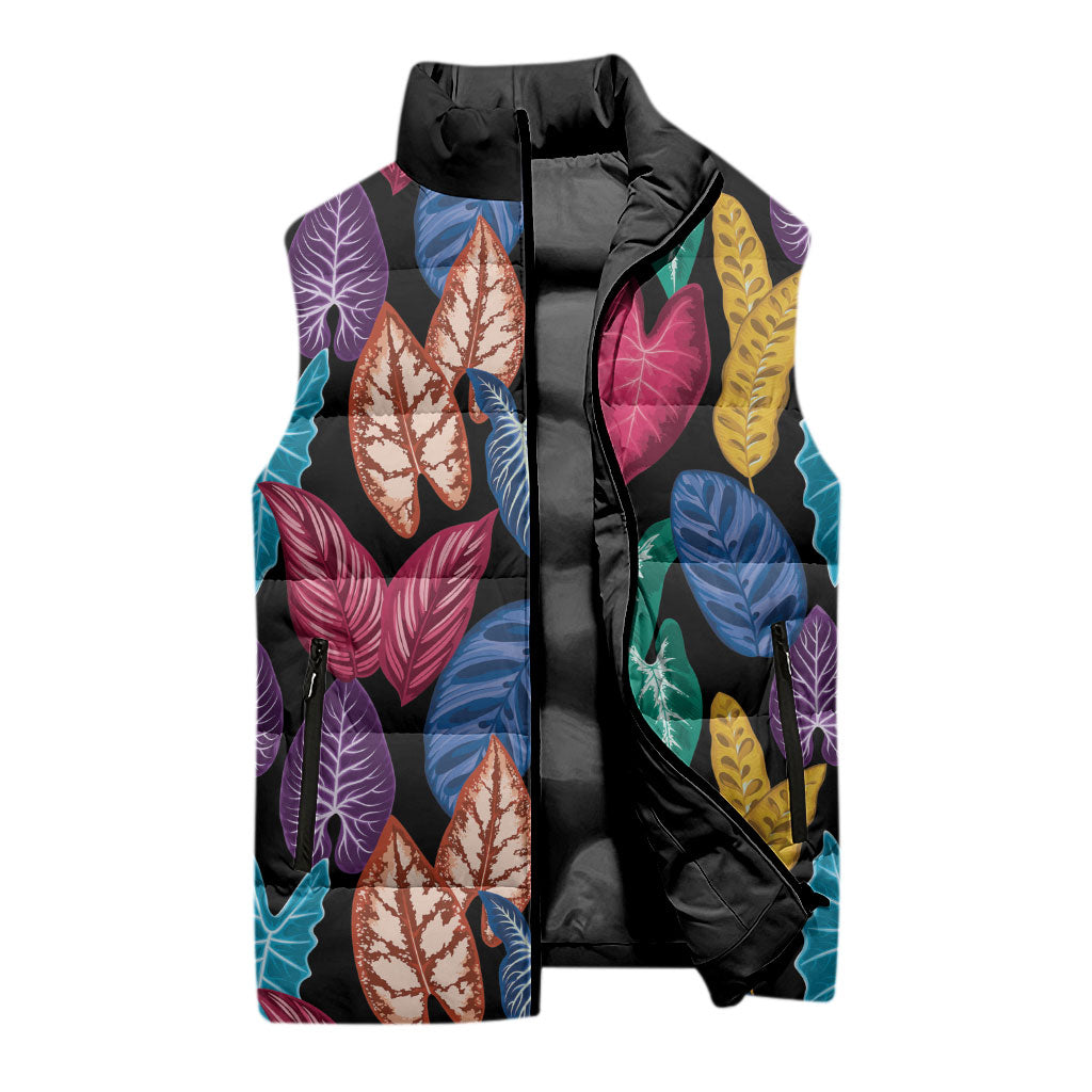 Hawaii Colorful Tropical Leaves Sleeveless Puffer Jacket LT01 - Polynesian Pride