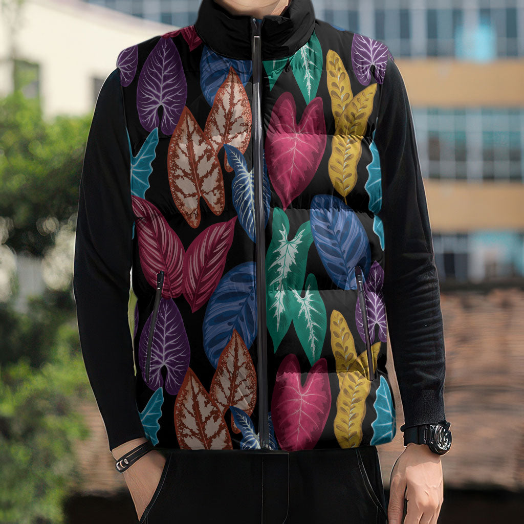 Hawaii Colorful Tropical Leaves Sleeveless Puffer Jacket LT01 - Polynesian Pride