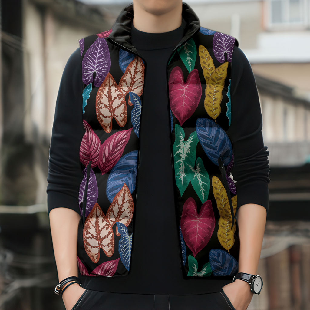 Hawaii Colorful Tropical Leaves Sleeveless Puffer Jacket LT01 - Polynesian Pride