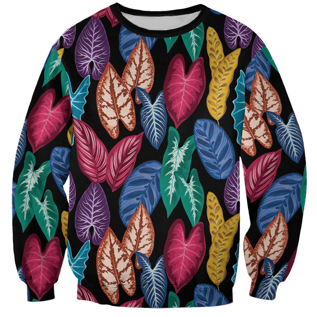Hawaii Colorful Tropical Leaves Sweatshirt LT01 Unisex Black - Polynesian Pride