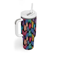 Hawaii Colorful Tropical Leaves Tumbler With Handle LT01 - Polynesian Pride