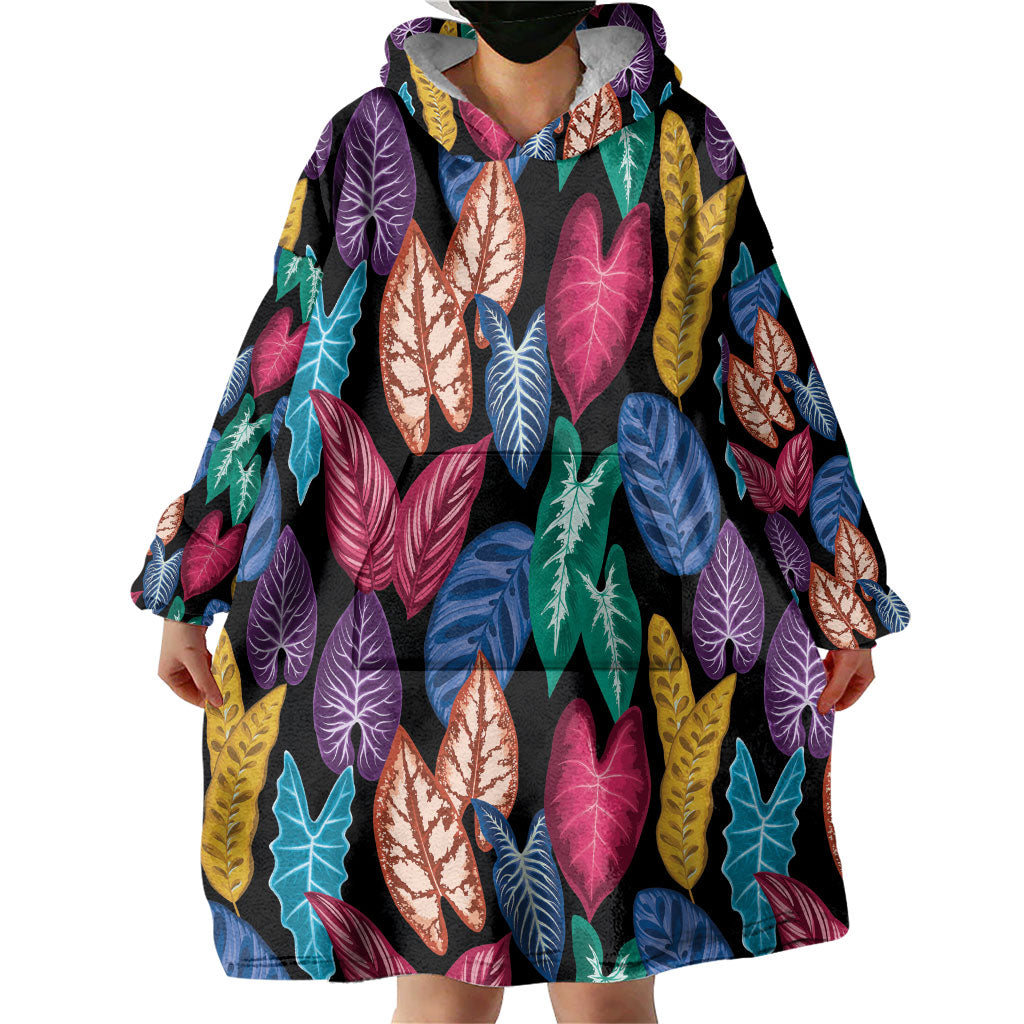 Hawaii Colorful Tropical Leaves Wearable Blanket Hoodie LT01 - Polynesian Pride
