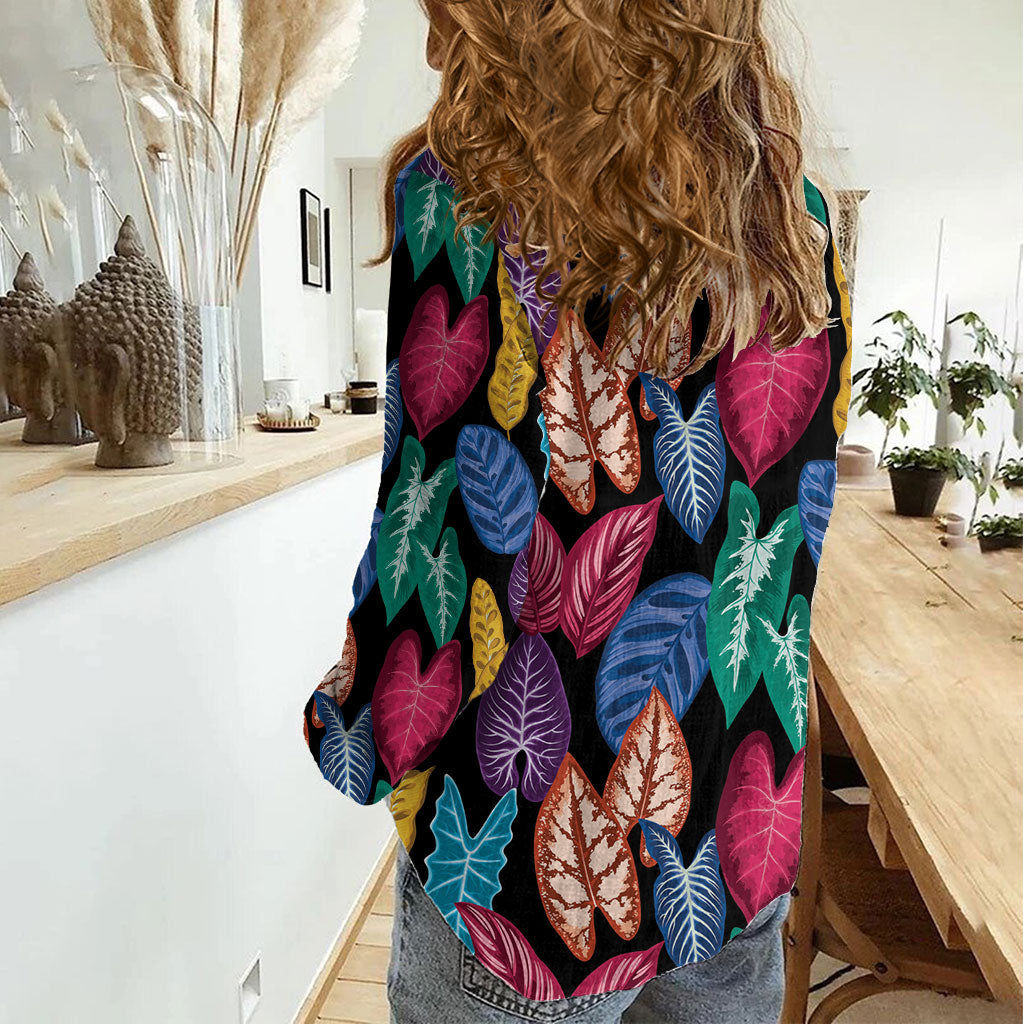 Hawaii Colorful Tropical Leaves Women Casual Shirt LT01 - Polynesian Pride