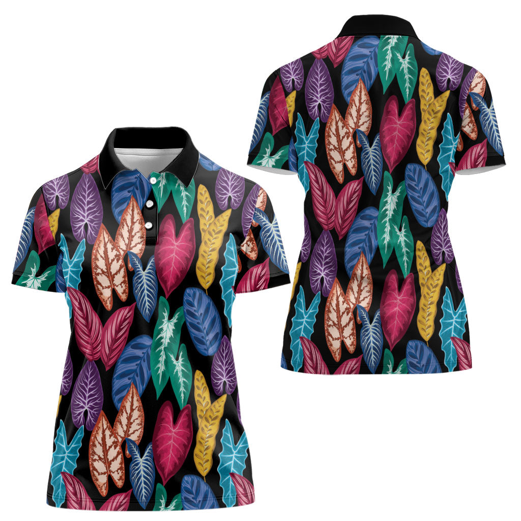 Hawaii Colorful Tropical Leaves Women Polo Shirt LT01 - Polynesian Pride